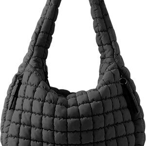 Puffer Quilted Shoulder Bag Nylon Large Capacity Trendy Tote Purse